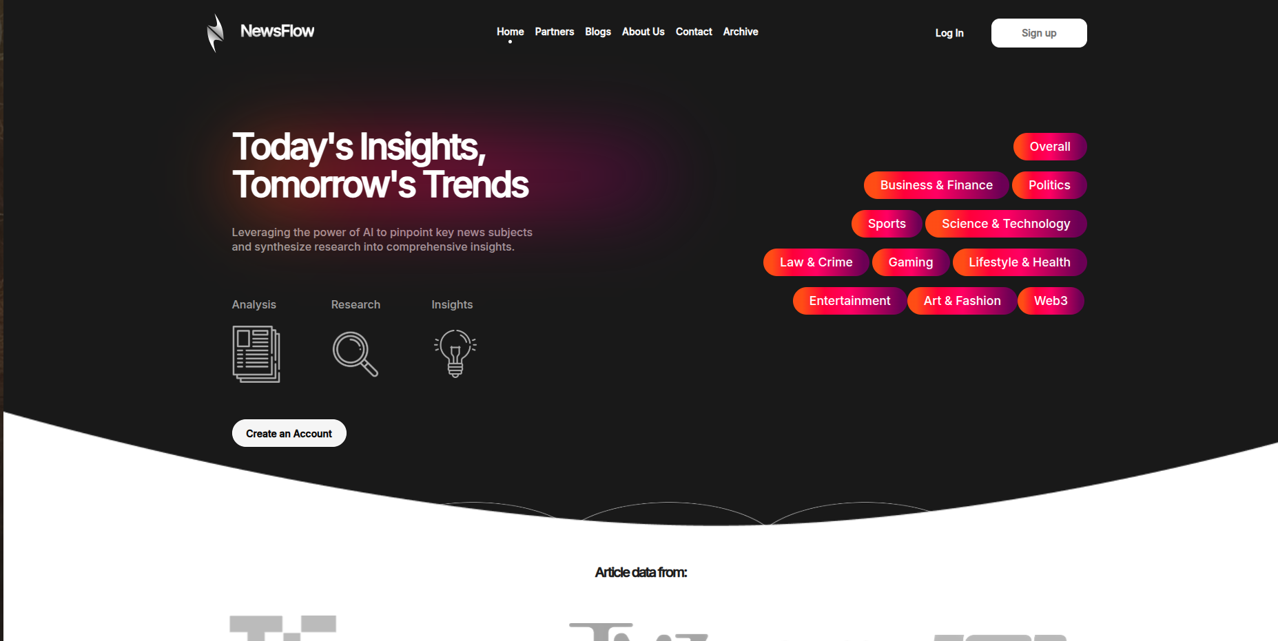 News Flow — High-volume content ingestion pipeline interface